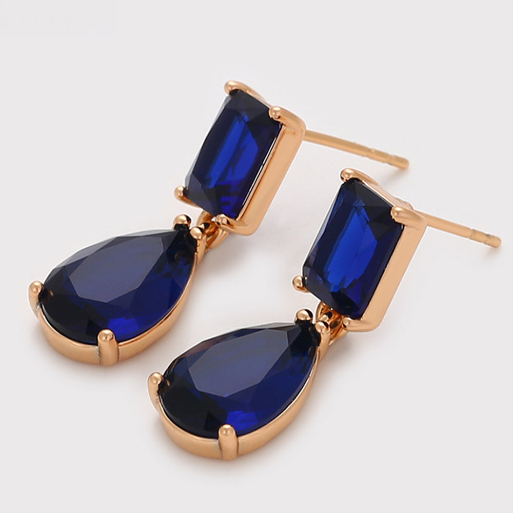 Pozlacené Slitinové Náušnice s Modrým Emporia® Křišťálem 7 