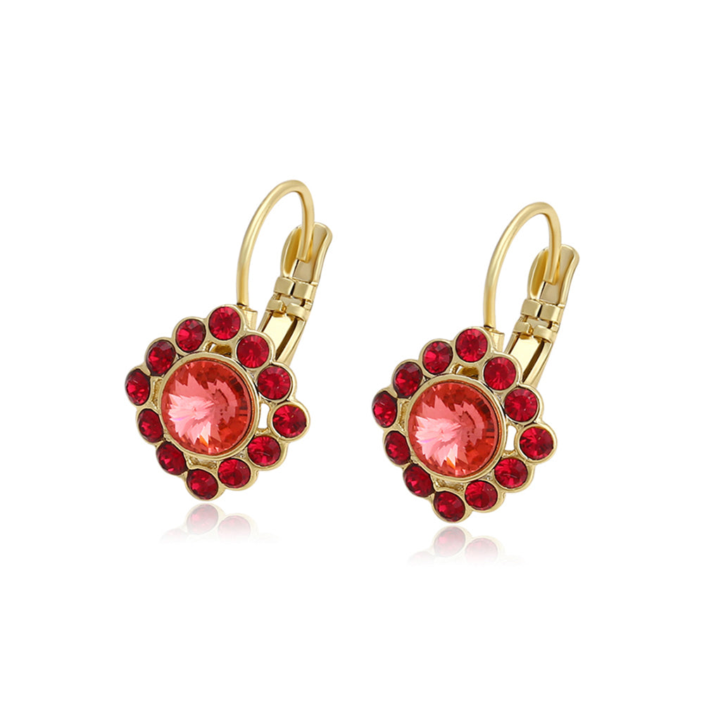 Pozlacené Slitinové Náušnice s Červeným Emporia® Křišťálem