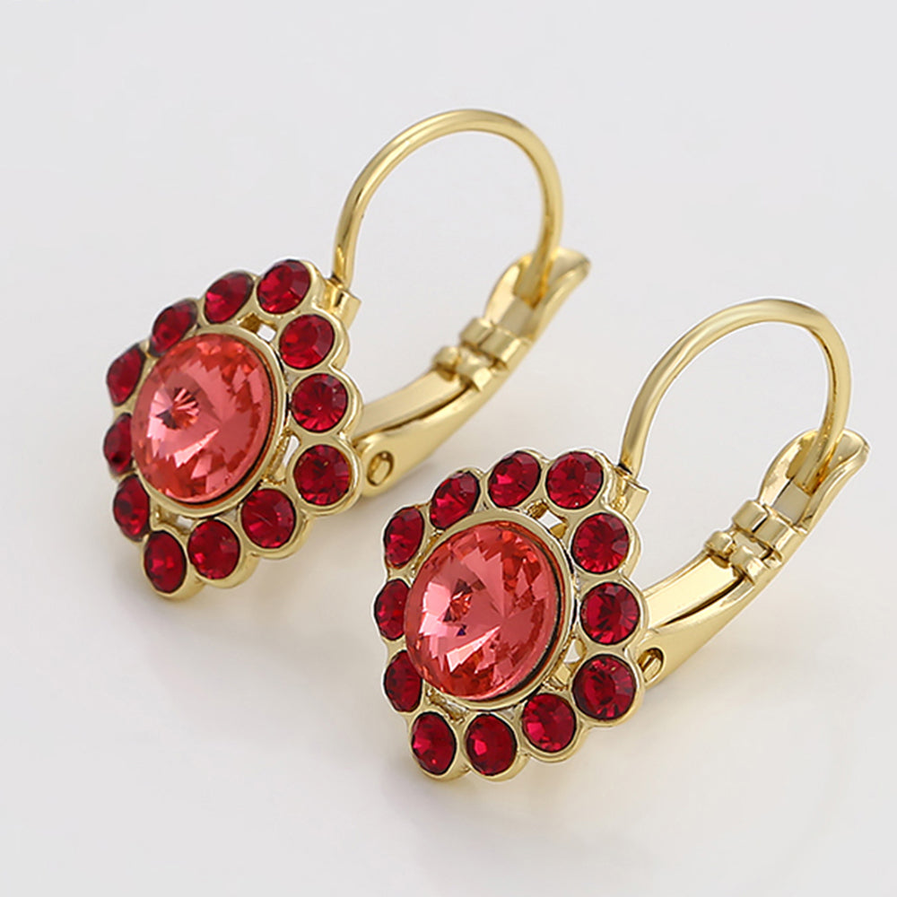 Pozlacené Slitinové Náušnice s Červeným Emporia® Křišťálem 7 
