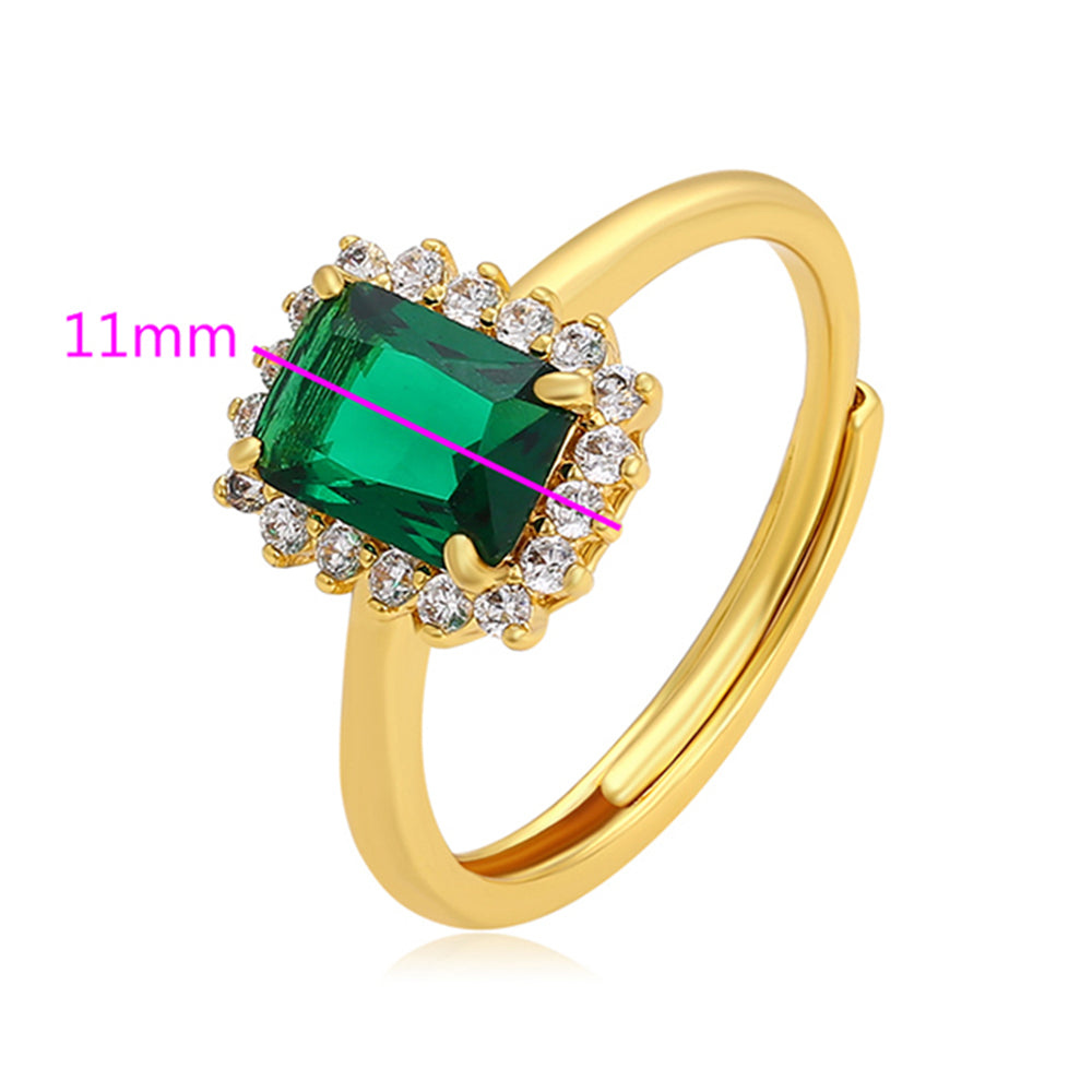 Pozlacený Slitinový Prsten se Zeleným Emporia® Křišťálem a Bílým Emporia® Křišťálem