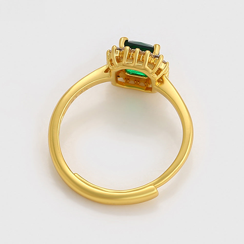 Pozlacený Slitinový Prsten se Zeleným Emporia® Křišťálem a Bílým Emporia® Křišťálem