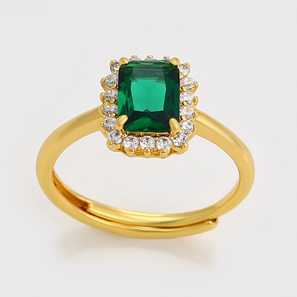 Pozlacený Slitinový Prsten se Zeleným Emporia® Křišťálem a Bílým Emporia® Křišťálem