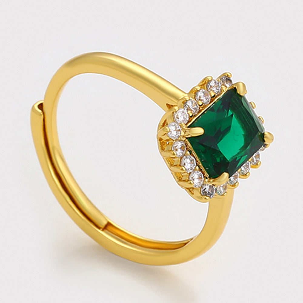 Pozlacený Slitinový Prsten se Zeleným Emporia® Křišťálem a Bílým Emporia® Křišťálem