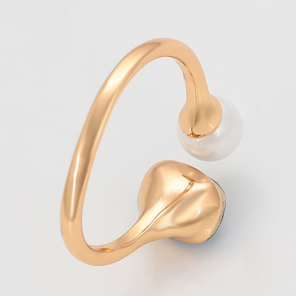 Pozlacený Slitinový Prsten se Skleněná Perla a Modrým Emporia® Křišťálem 5 