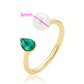 Pozlacený Slitinový Prsten se Skleněná Perla a se Zeleným Emporia® Křišťálem