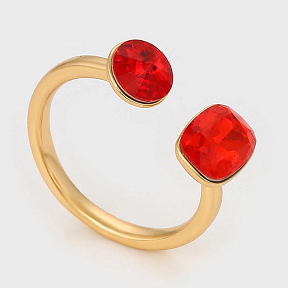 Pozlacený Slitinový Prsten s Červeným Emporia® Křišťálem 4 