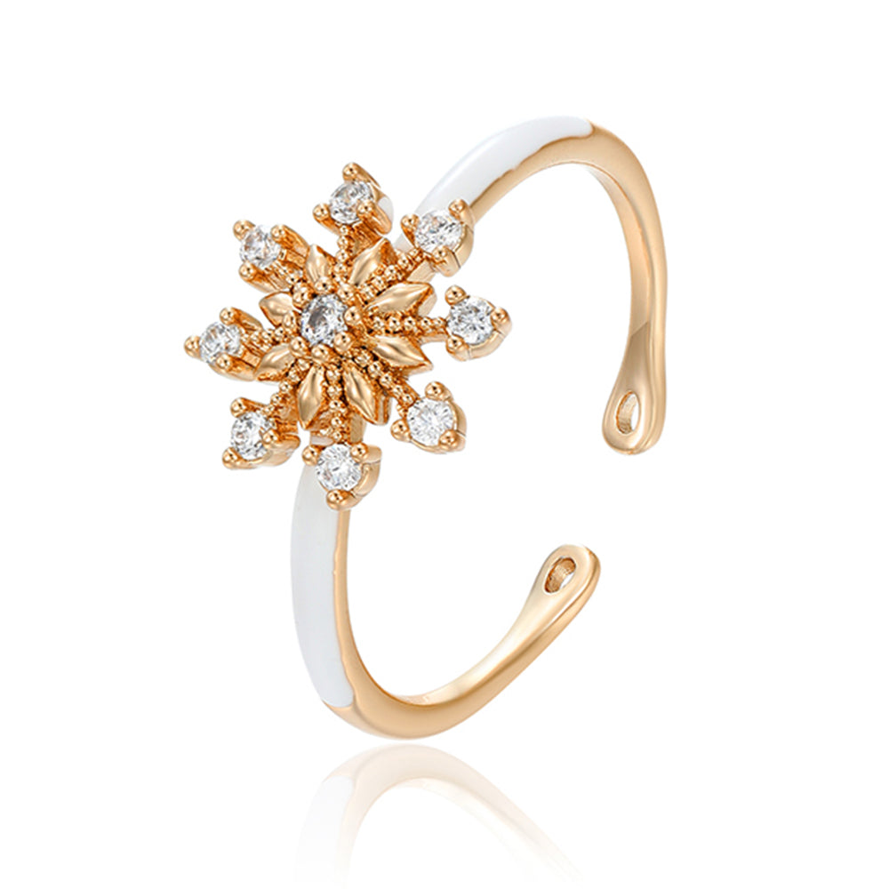 Pozlacený Slitinový Prsten s Bílým Emporia® Křišťálem a se Smaltem