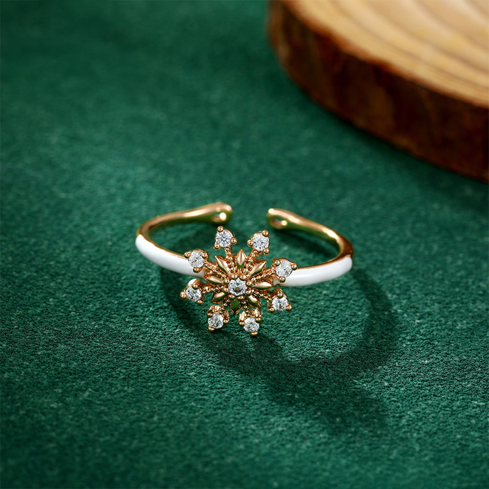 Pozlacený Slitinový Prsten s Bílým Emporia® Křišťálem a se Smaltem