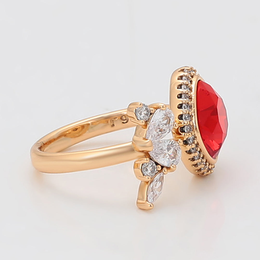 Pozlacený Slitinový Prsten s Červeným Emporia® Křišťálem a Bílým Emporia® Křišťálem 3 