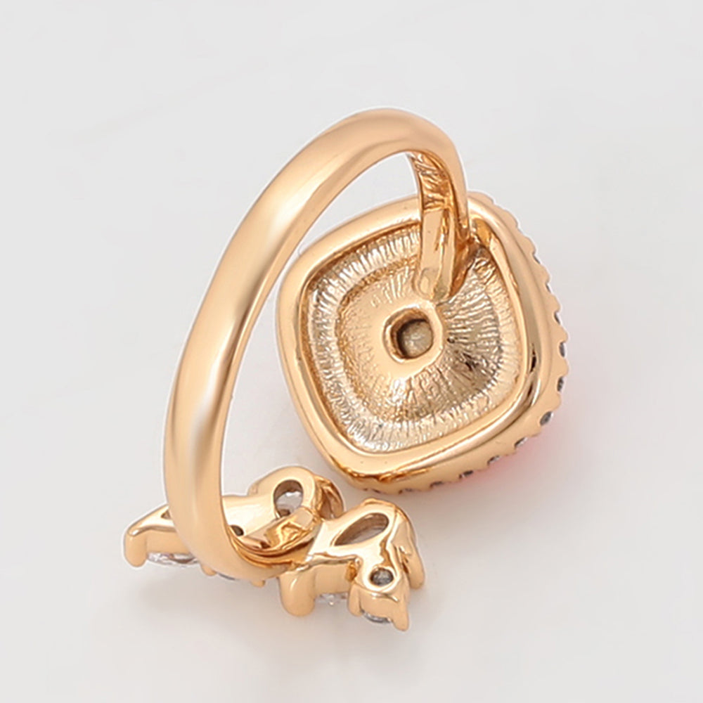 Pozlacený Slitinový Prsten s Červeným Emporia® Křišťálem a Bílým Emporia® Křišťálem