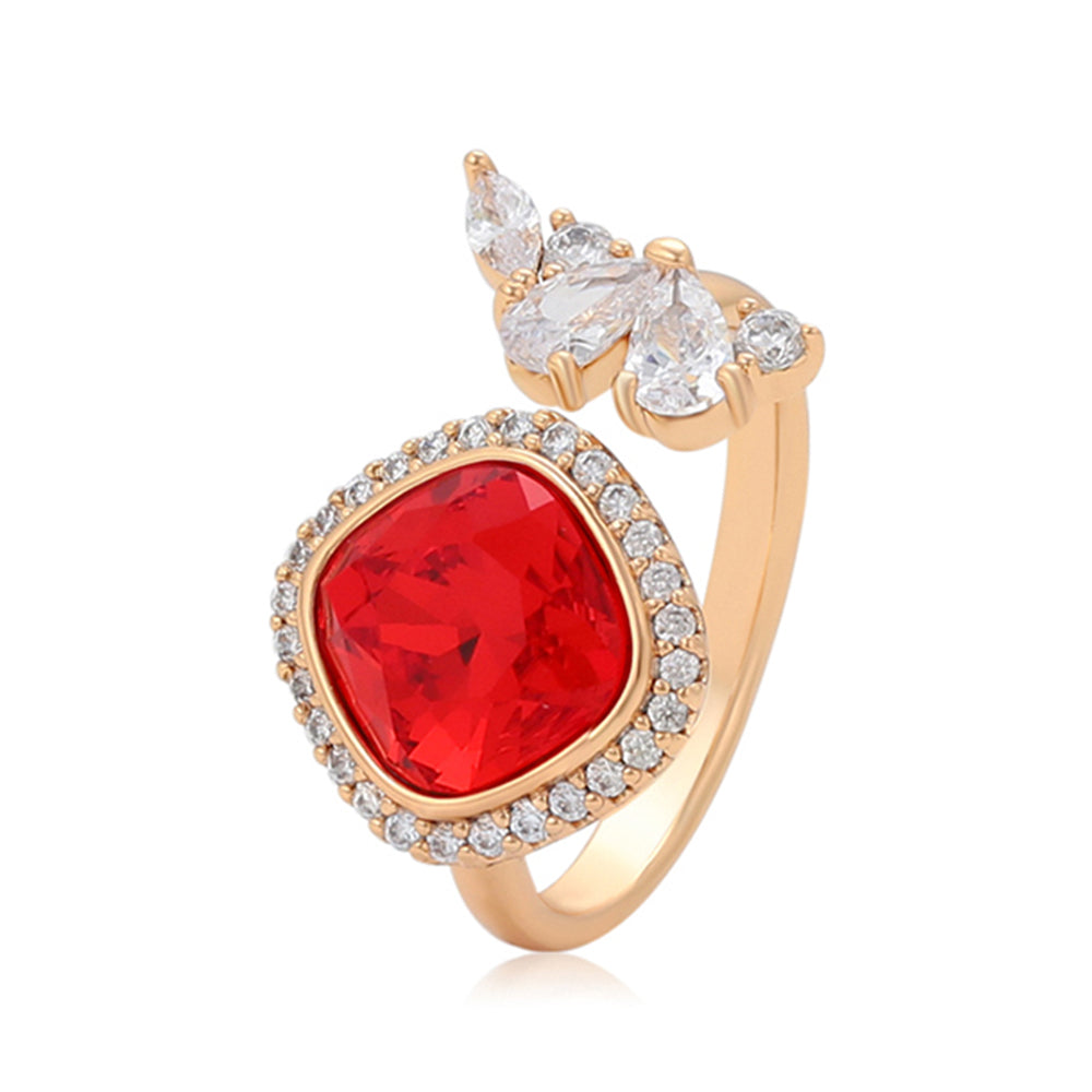 Pozlacený Slitinový Prsten s Červeným Emporia® Křišťálem a Bílým Emporia® Křišťálem 1 