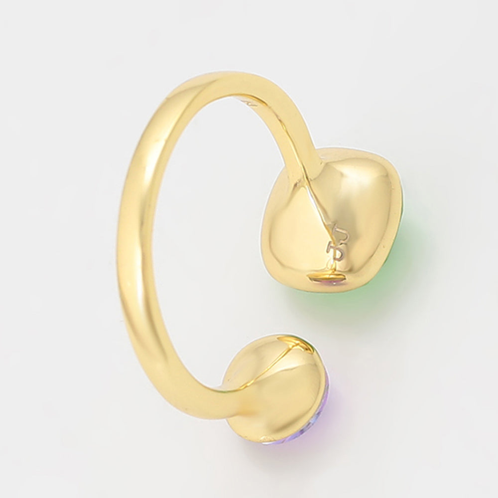 Pozlacený Slitinový Prsten se Zeleným Emporia® Křišťálem a Fialovým Emporia® Křišťálem