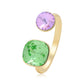 Pozlacený Slitinový Prsten se Zeleným Emporia® Křišťálem a Fialovým Emporia® Křišťálem