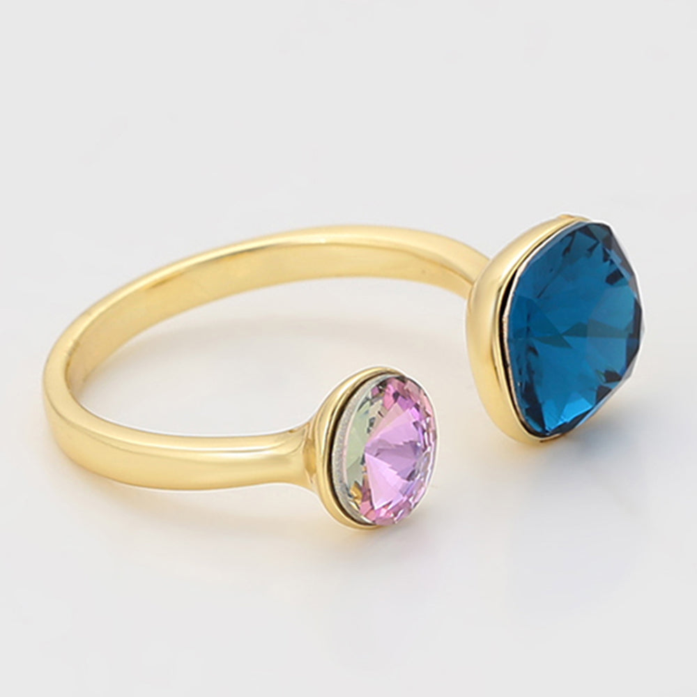 Pozlacený Slitinový Prsten s Fialovým Emporia® Křišťálem a Modrým Emporia® Křišťálem 6 