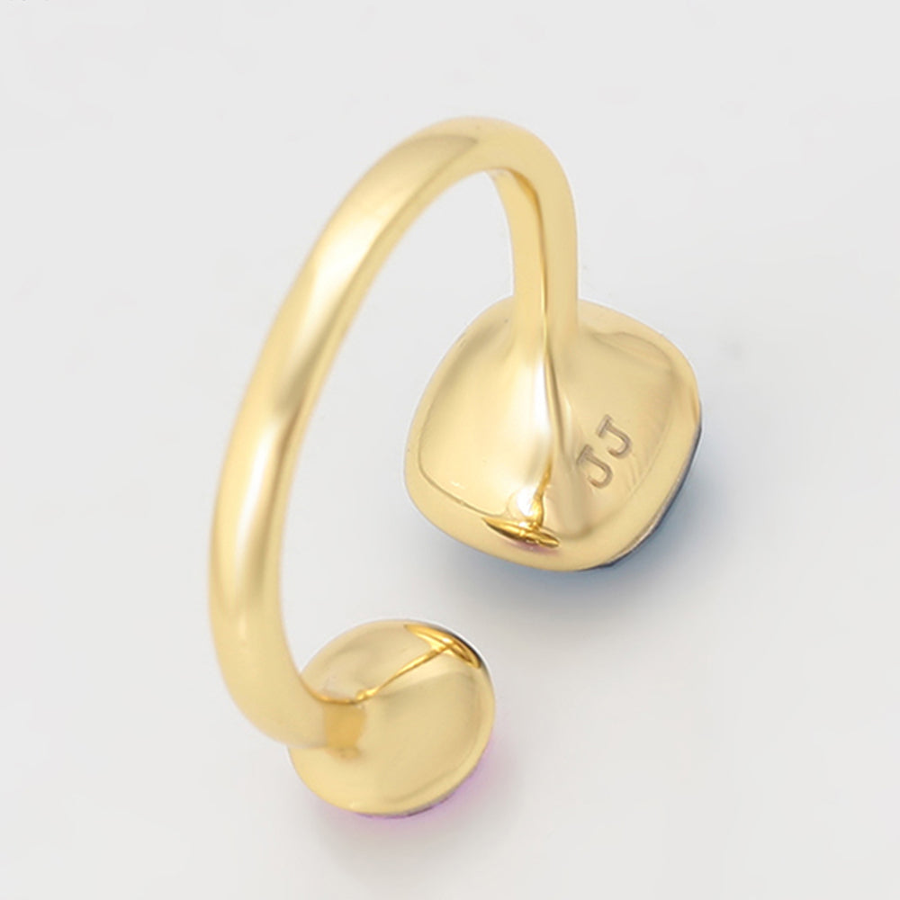 Pozlacený Slitinový Prsten s Fialovým Emporia® Křišťálem a Modrým Emporia® Křišťálem