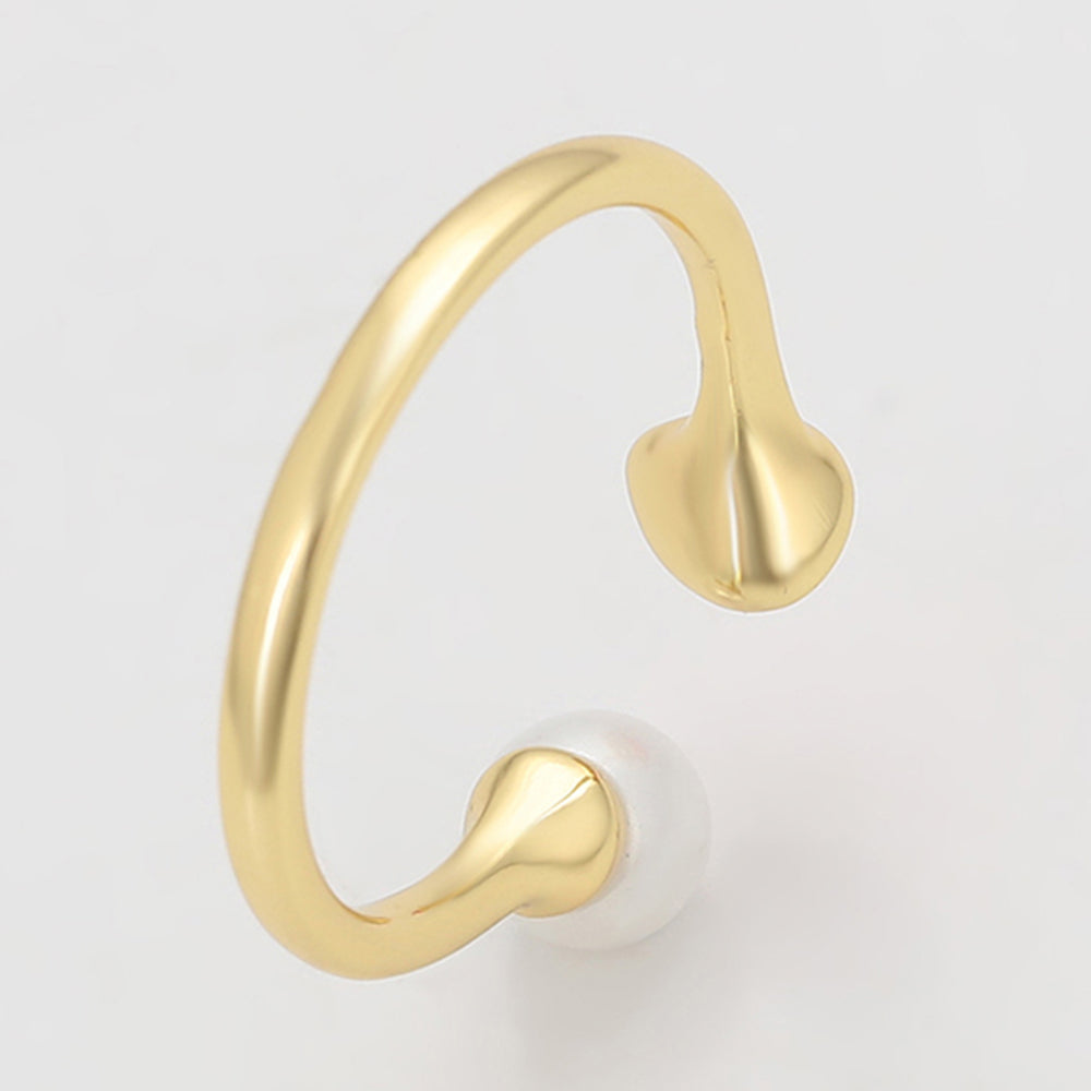 Pozlacený Slitinový Prsten se Skleněná Perla a Červeným Emporia® Křišťálem