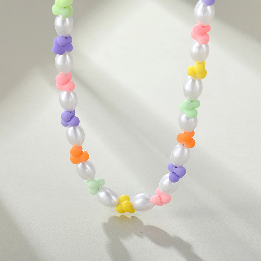 Pozlacený Slitinový Náhrdelník se Skleněná Perla 4 