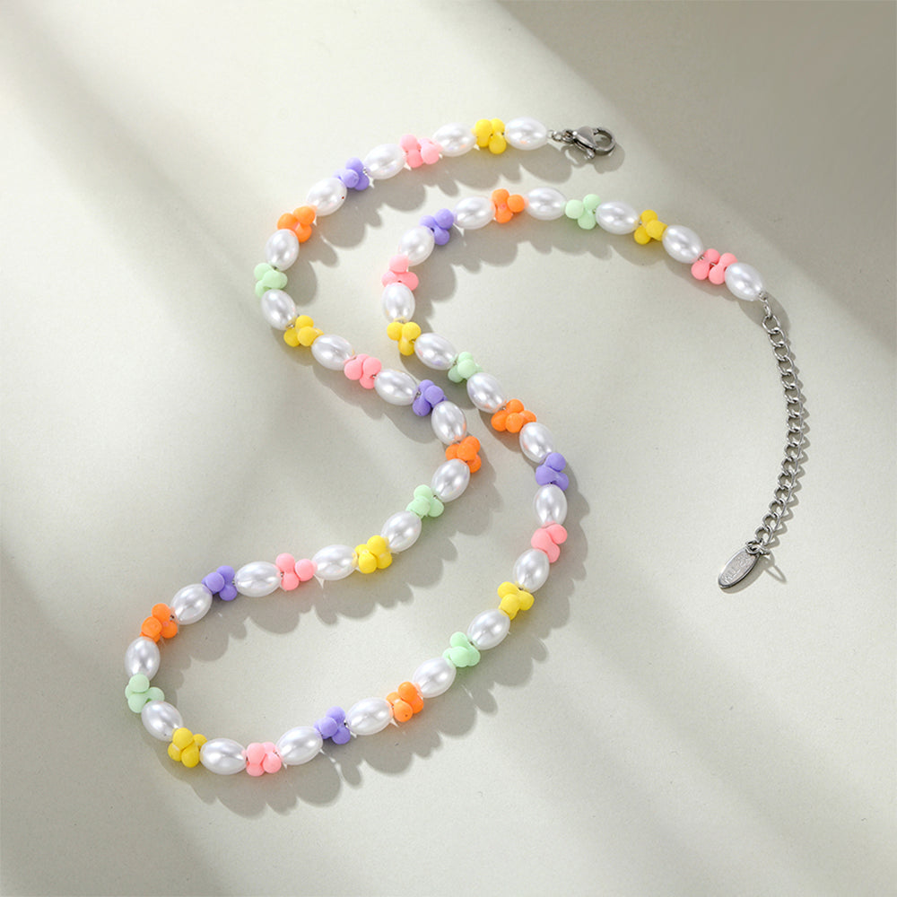 Pozlacený Slitinový Náhrdelník se Skleněná Perla