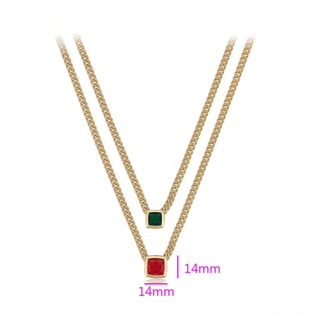 Pozlacený Slitinový Náhrdelník s Červeným Emporia® Křišťálem a se Zeleným Emporia® Křišťálem 3 