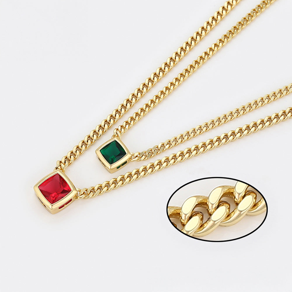 Pozlacený Slitinový Náhrdelník s Červeným Emporia® Křišťálem a se Zeleným Emporia® Křišťálem 1 