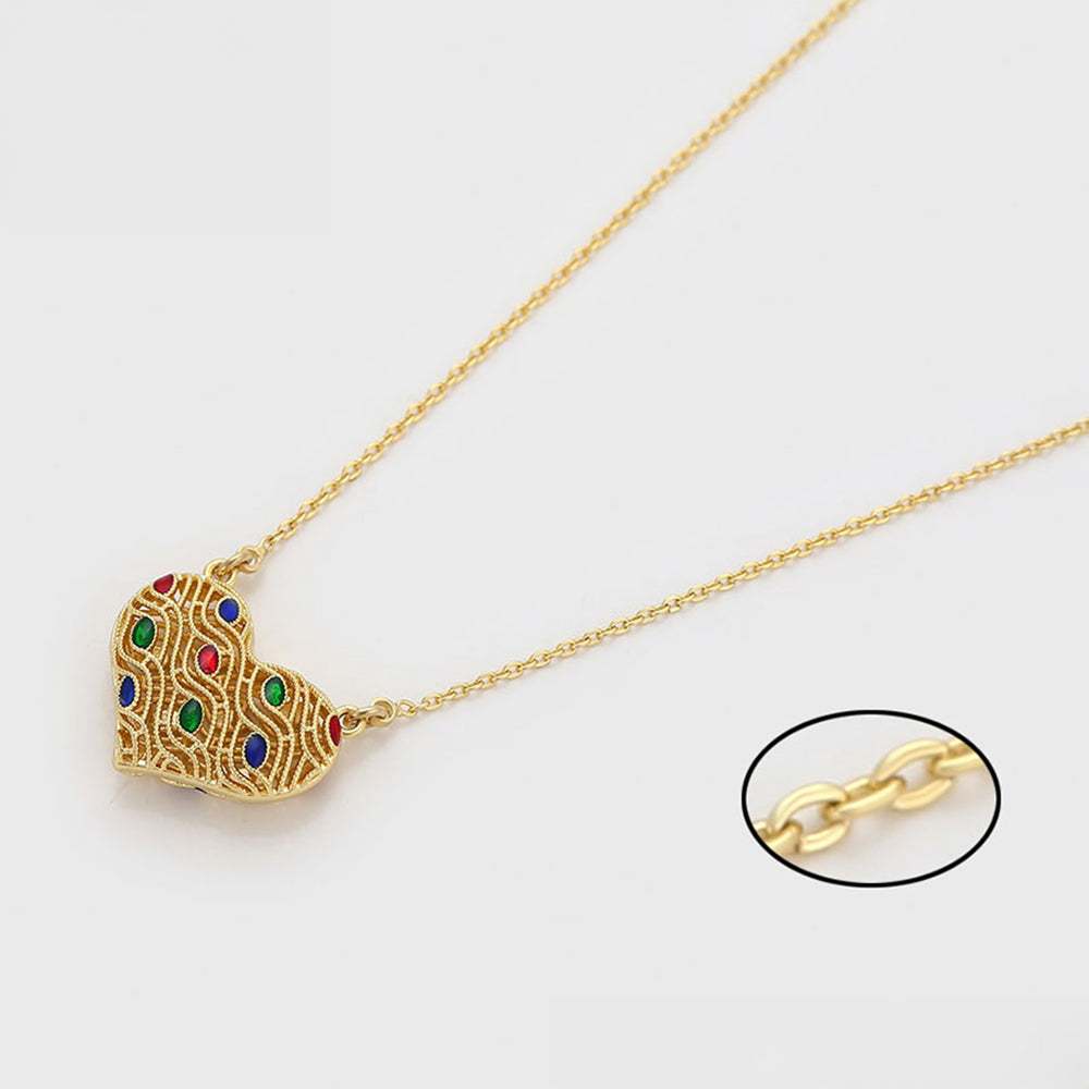 Pozlacený Slitinový Náhrdelník s Červeným Emporia® Křišťálem a se Zeleným Emporia® Křišťálem 5 