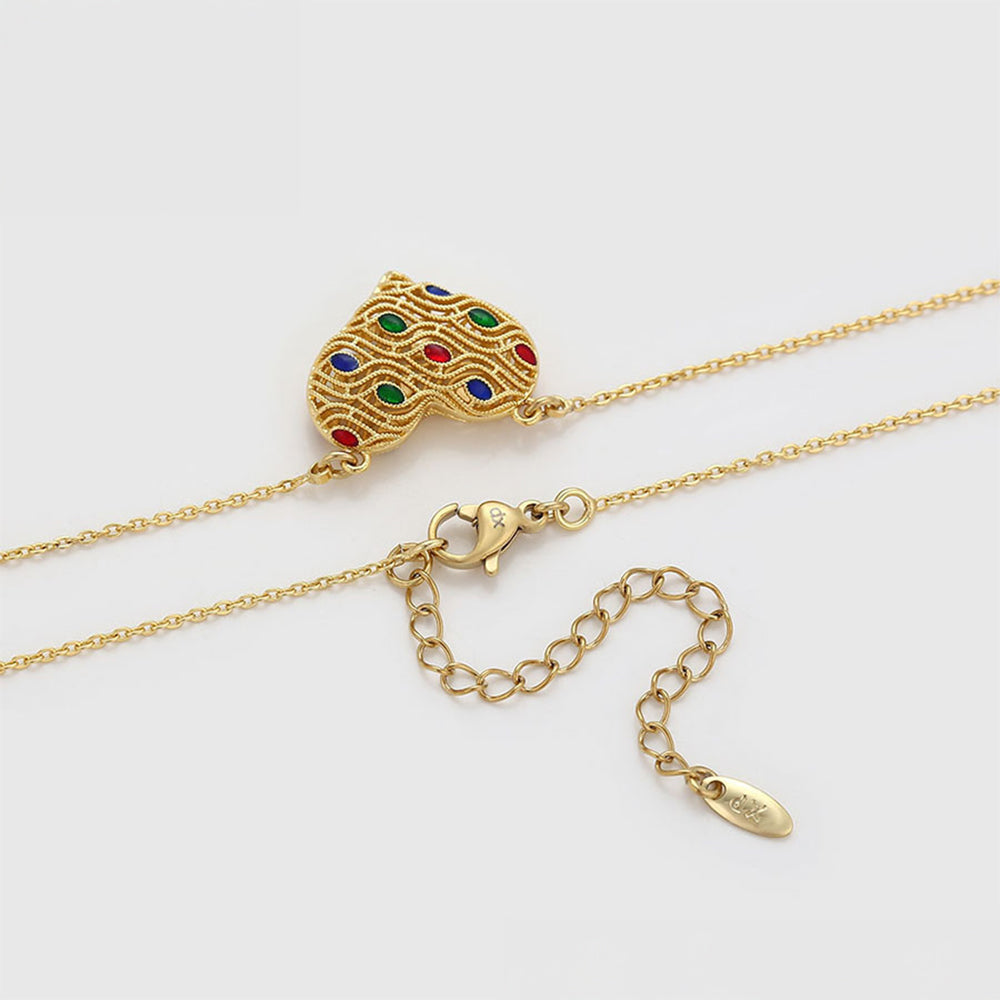 Pozlacený Slitinový Náhrdelník s Červeným Emporia® Křišťálem a se Zeleným Emporia® Křišťálem