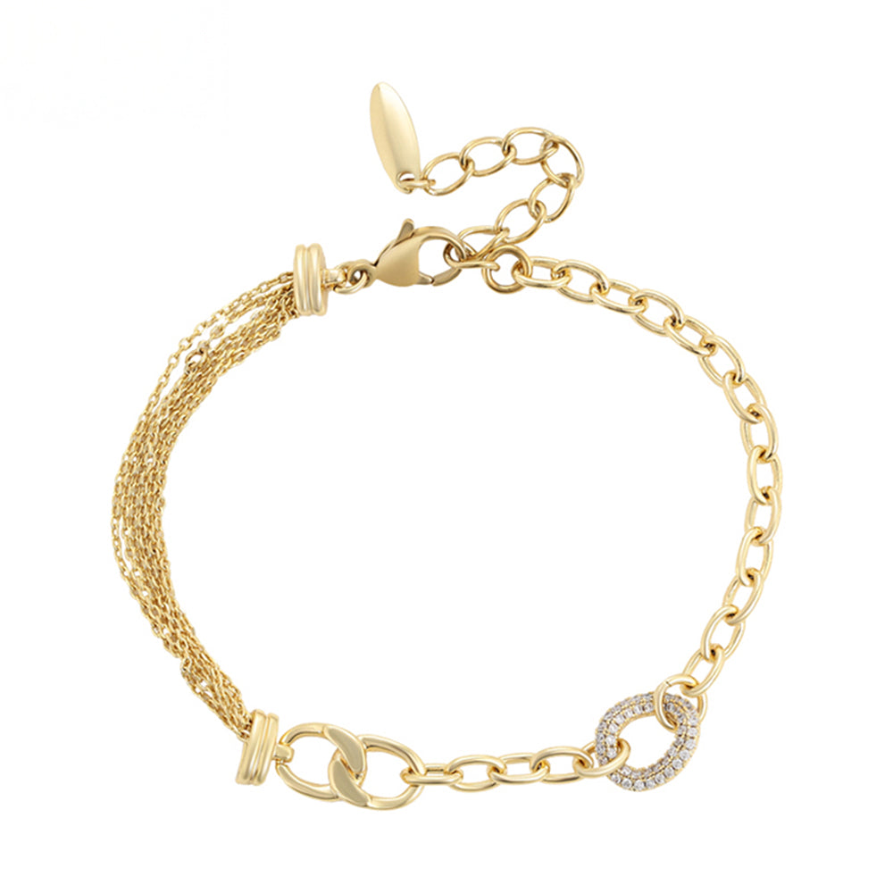 Pozlacený Slitinový Náramek s Bílým Emporia® Křišťálem 1 