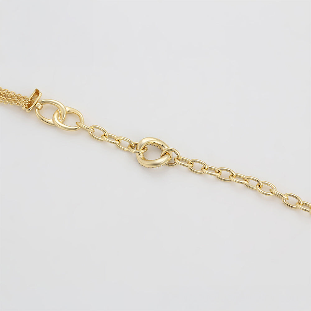 Pozlacený Slitinový Náramek s Bílým Emporia® Křišťálem 6 