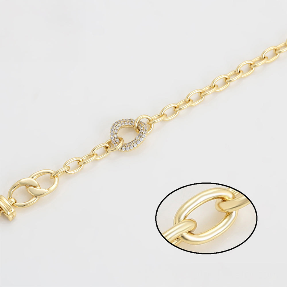 Pozlacený Slitinový Náramek s Bílým Emporia® Křišťálem 7 