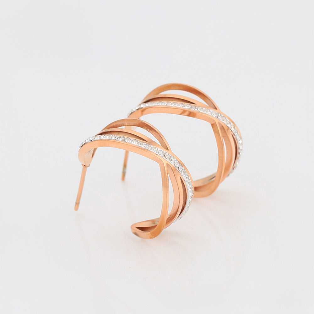 Pozlacené Slitinové Náušnice s Bílým Emporia® Křišťálem 4 