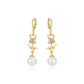 Pozlacené Slitinové Náušnice se Skleněná Perla a Bílým Emporia® Křišťálem