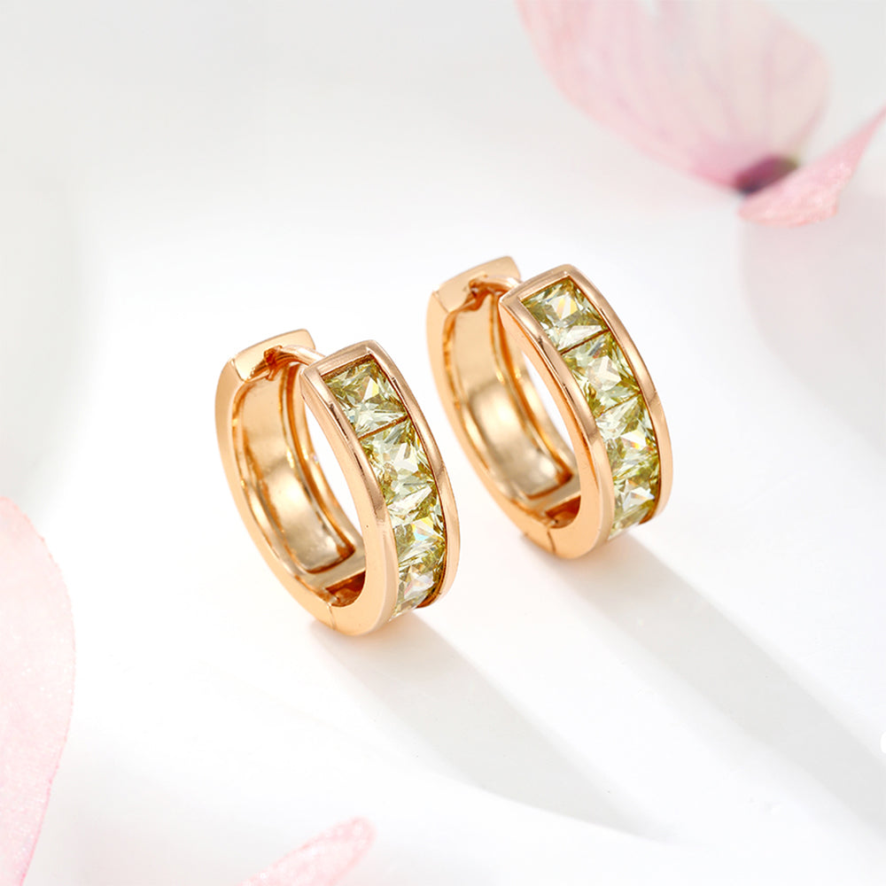 Pozlacené Slitinové Náušnice se Zeleným Emporia® Křišťálem 1 