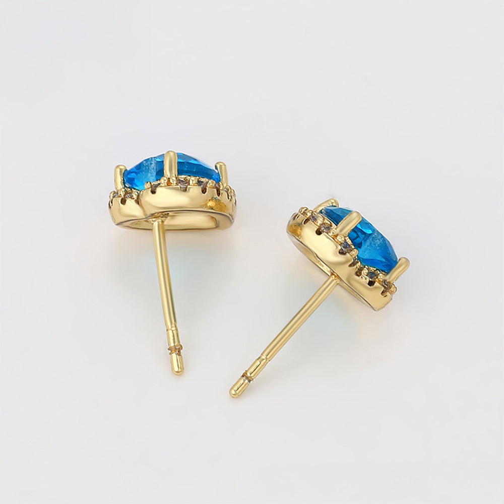 Pozlacené Slitinové Náušnice s Modrým Emporia® Křišťálem 4 