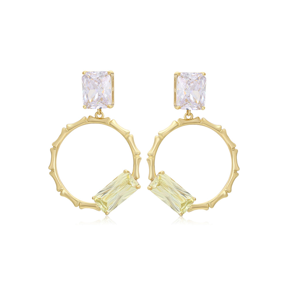 Pozlacené Slitinové Náušnice se Zeleným Emporia® Křišťálem a Bílým Emporia® Křišťálem