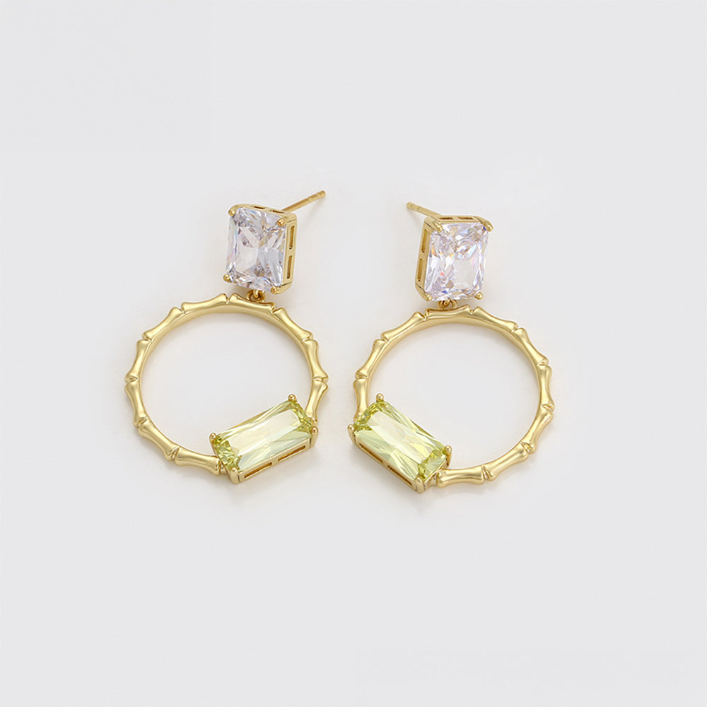 Pozlacené Slitinové Náušnice se Zeleným Emporia® Křišťálem a Bílým Emporia® Křišťálem 3 
