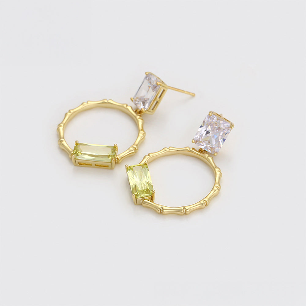 Pozlacené Slitinové Náušnice se Zeleným Emporia® Křišťálem a Bílým Emporia® Křišťálem