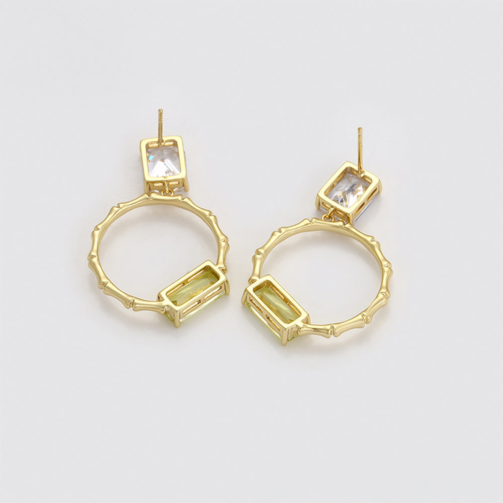 Pozlacené Slitinové Náušnice se Zeleným Emporia® Křišťálem a Bílým Emporia® Křišťálem 7 