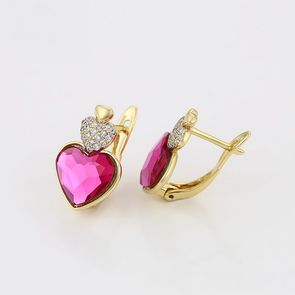 Pozlacené Slitinové Náušnice s Růžovým Emporia® Křišťálem a Bílým Emporia® Křišťálem 4 