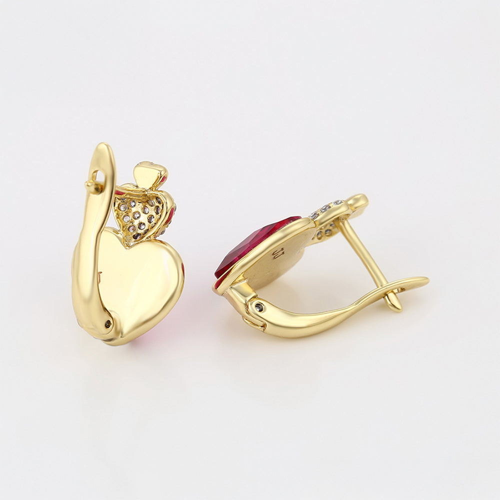 Pozlacené Slitinové Náušnice s Růžovým Emporia® Křišťálem a Bílým Emporia® Křišťálem