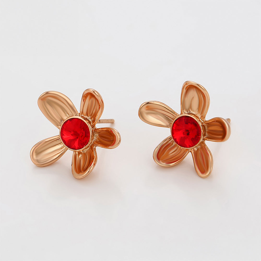 Pozlacené Slitinové Náušnice s Červeným Emporia® Křišťálem 4 