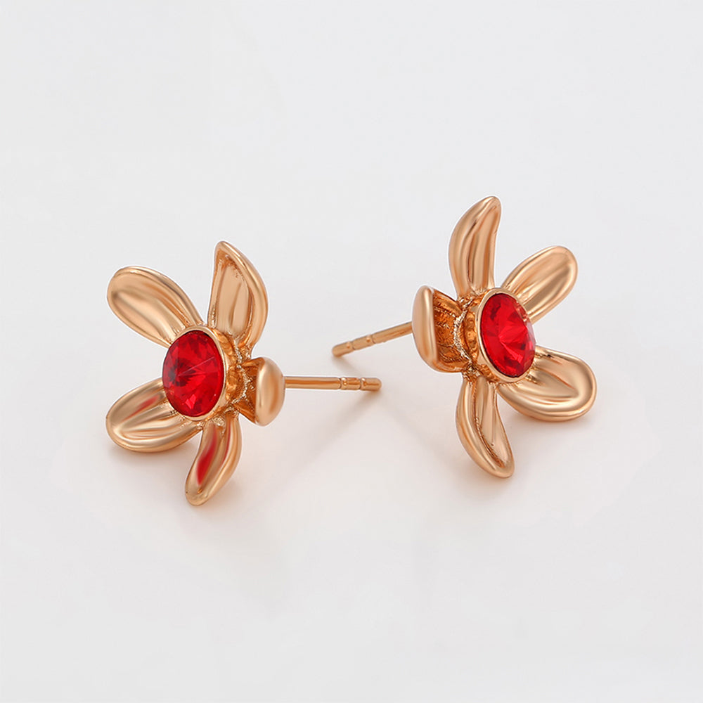 Pozlacené Slitinové Náušnice s Červeným Emporia® Křišťálem 7 