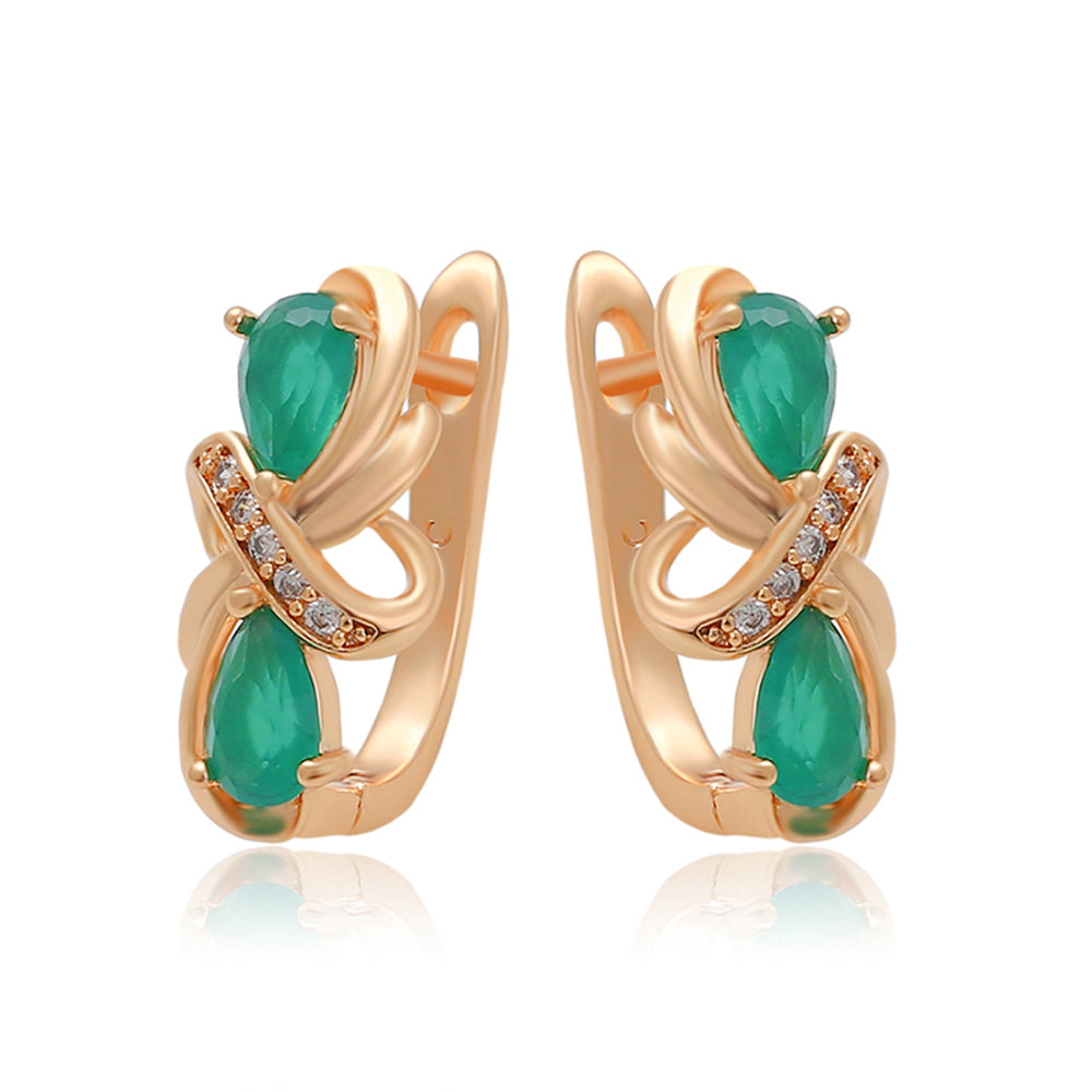 Pozlacené Slitinové Náušnice se Zeleným Emporia® Křišťálem