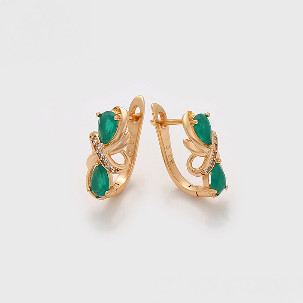 Pozlacené Slitinové Náušnice se Zeleným Emporia® Křišťálem 4 