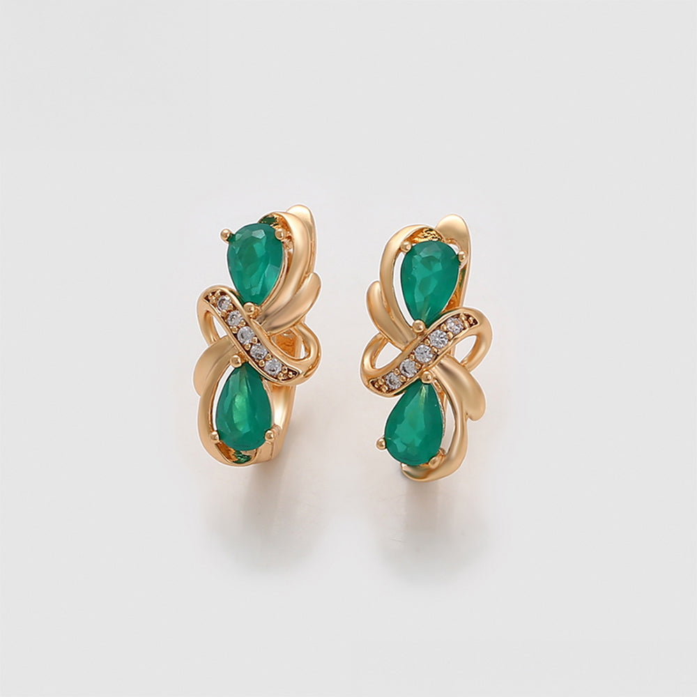 Pozlacené Slitinové Náušnice se Zeleným Emporia® Křišťálem 5 