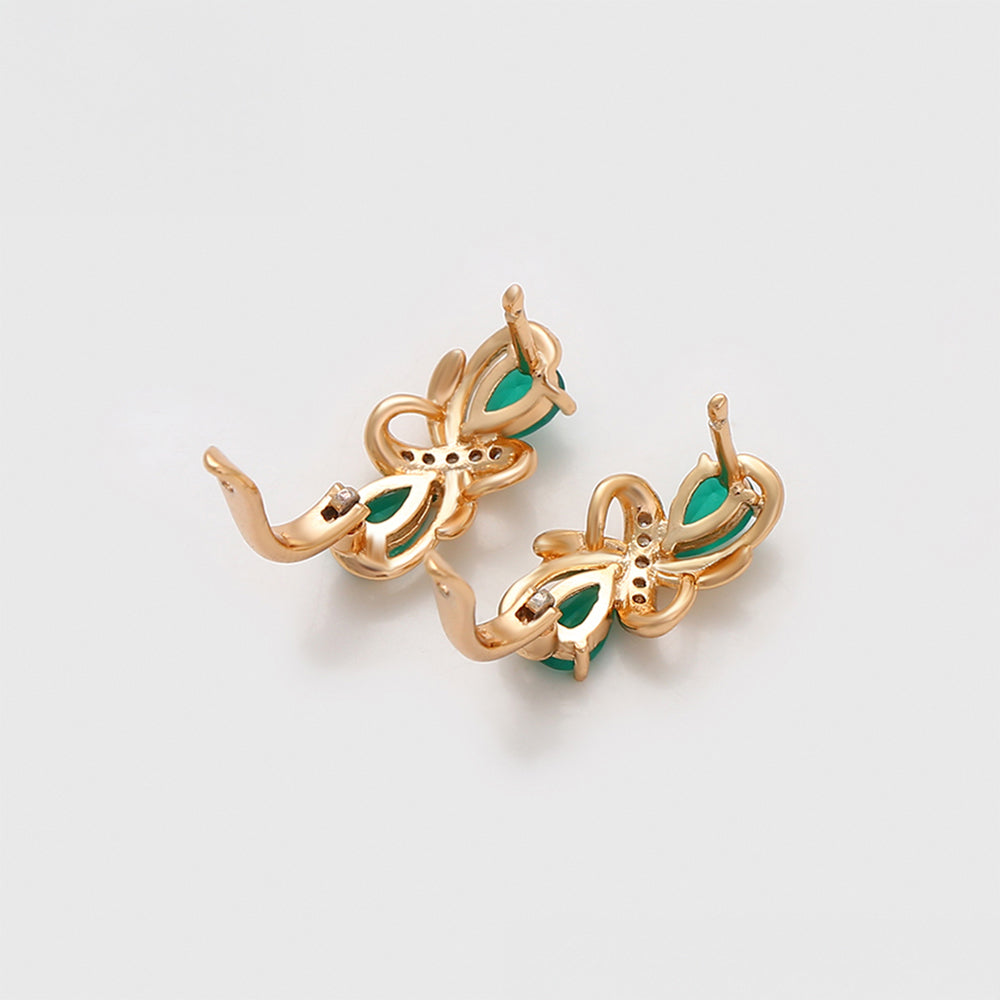 Pozlacené Slitinové Náušnice se Zeleným Emporia® Křišťálem