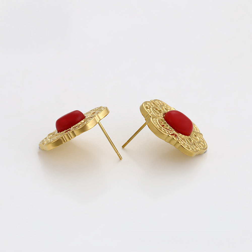 Pozlacené Slitinové Náušnice s Červeným Emporia® Křišťálem 4 