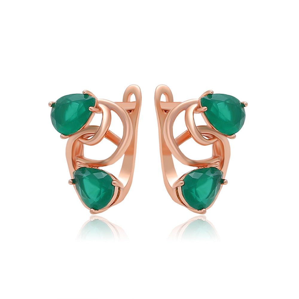 Pozlacené Slitinové Náušnice se Zeleným Emporia® Křišťálem 1 