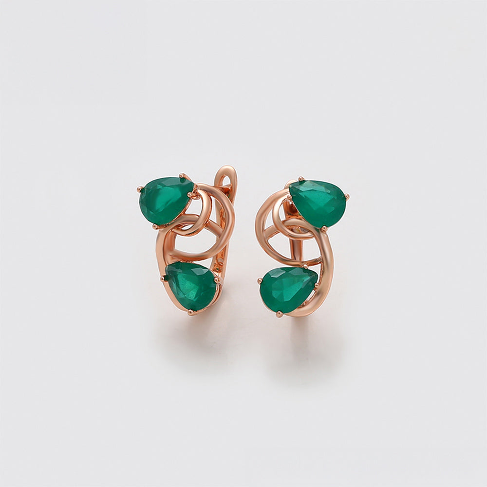 Pozlacené Slitinové Náušnice se Zeleným Emporia® Křišťálem