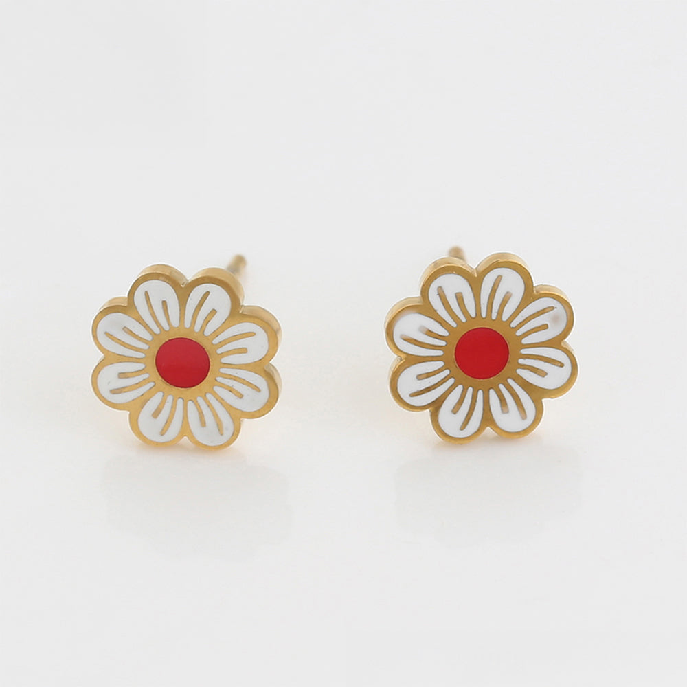 Pozlacené Slitinové Náušnice se Smaltem