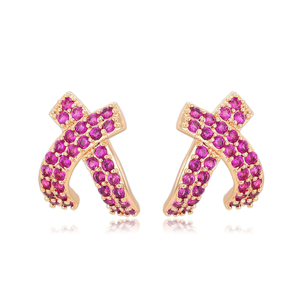 Pozlacené Slitinové Náušnice s Růžovým Emporia® Křišťálem